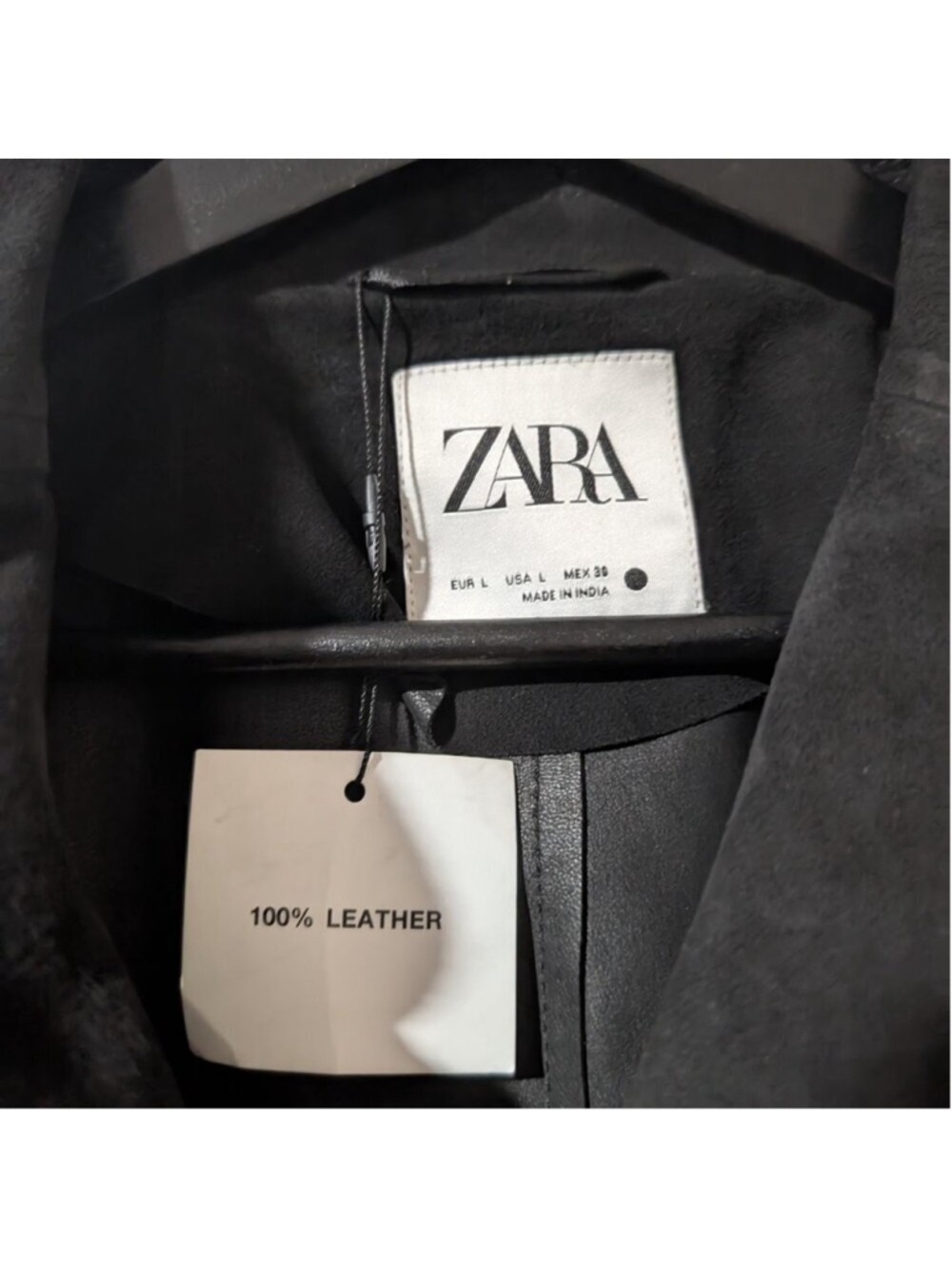 NEW Zara | Suede Leather Button-down Blazer In Black - Picture 5 of 15